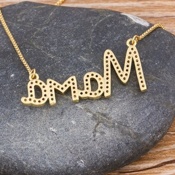 Mama Necklace - Gold Plated Copper & Austrian Crystals - Picture 9 of 12